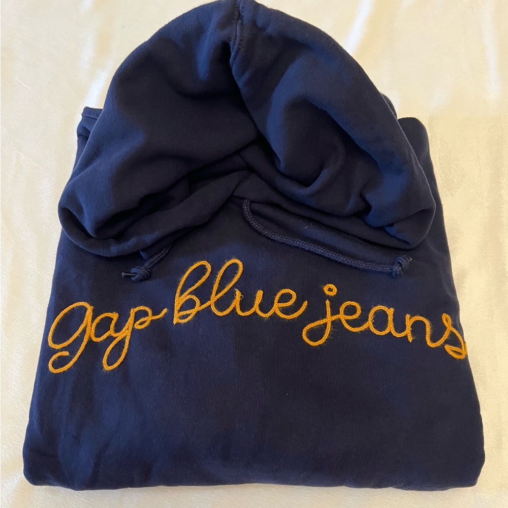 GAP Navy Blue Hoodie with Gold Embroidery
